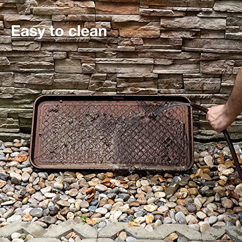 All Weather Boot Tray Extra Large 40"x20" - Brown Plastic Shoe Mat | Multi-purpose mudroom entryway tray with 1.25" raised edges - fits shoes, pet bowls & plants - 100% recycled polypropylene - style: Brown