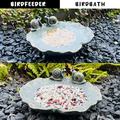Bird Baths for Outdoors, Resin Birdbath Bowl with Snail Accents, Antique Outdoor Garden Bird Feeder for Outside Yard Lawn or Table Decor - color: Snail Bird Feeder