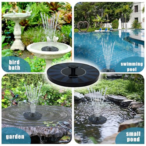 6.3" Solar Bird Bath Fountain Pump 7V 1.4W Floating Fountain | 5 Spray Nozzles, Removable Filter Box, Quick Sun-Powered Start, Cleaner Water Flow, Fits Bird Baths & Ponds - color: Black-1