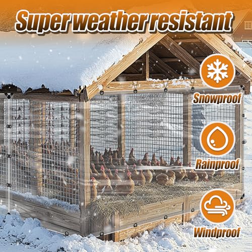 MEWTOGO 6.6x13ft Chicken Coop Covers Accessories for Winter | Easy to Install & Waterproof Chicken Run Tarp, with Elastic Cords & Rope - size: 6.6x13ft
