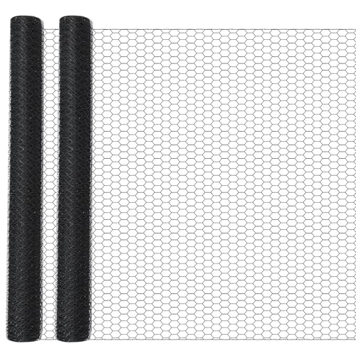 GlikCeil 48 in x 200 ft Chicken Wire Fencing Metal Floral Chicken Wire Mesh for Crafts Poultry Garden, 1 Inch Hexagonal Galvanized Hardware Cloth Netting for Poultry Coop Barrier Rabbit Cage (Black) - color: Black, size: 48 in X 200 ft