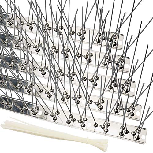 Bird Spikes Cover 11Feet Stainless Steel Pigeons Spikes Small Bird Spikes for Roof Fence Window Mailbox(10pcs) - size: 10.8Feet(10pcs)
