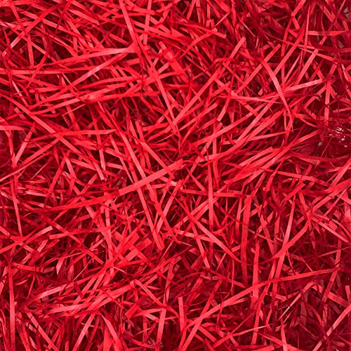 PEVOGON Red Easter Grass Filler Paper Shreds for Easter Basket Gift Packaging Filling Egg Stuffer Party Supplies Decoration, 200G - color: Red