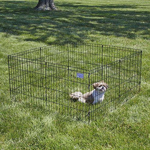 Midwest 24-Inch Exercise Pen, No Door, 16 Sq Ft Play Area | for Indoor and Outdoor Use, No Door Design for Maximum Security, Easy to Set Up, Foldable Playpen - color: Black No Door, size: 24" H