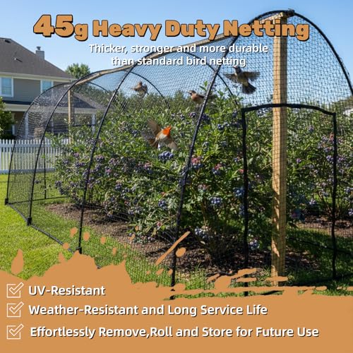 Heavy Duty Bird Netting for Chicken Coop, 19.5 x 19.5 ft 0.8”Mesh HDPE Chicken Netting for Hawks with Reinforced Edges, Durable & Reusable Poultry Netting for Garden Raised Beds & Fruit Trees - size: 19.5ft*19.5ft