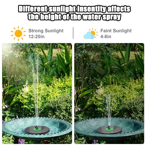 Yzert Glass Solar Fountain Floating 3.5W 2200mAh, Colorful LED, Bird Bath | Solar Water Fountain Pump Green Flower, 4 Fixers & 7 Nozzles for Garden, Outdoor, Pond, Pool - color: Black Panel White Lights