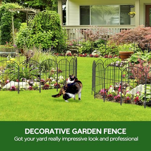 Goovilla Garden Fence, Total 10ft(L) x 24in(H), 10 Pcs, Rustproof Metal | Garden Fencing Animal Barrier, Fence Panels,Black No Dig Fence,Decorative Garden Fences and Borders for Dogs,Flower Bed,Patio - size: Arched