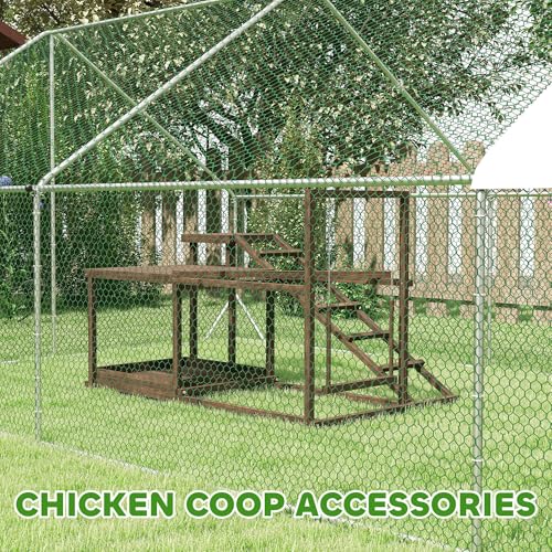 PawHut Wooden Chicken Coop Perches with Swing, Roosting Bars, Activity Play Set, Chicken Coop Accessory Toys for Coop, Coffee | Activity Play Set, Accessory Toys, Chicken Playground