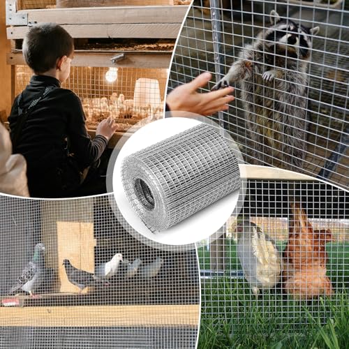 Hardware Cloth 1/4 Galvanized Wire Mesh Roll 4'' x 10' (23 GA), Chicken Wire Fence for Pens, Coops, Rabbit/Snake Fences, Supports Poultry Netting Cage Fence - size: 1/4" 23ga 4in x 10ft