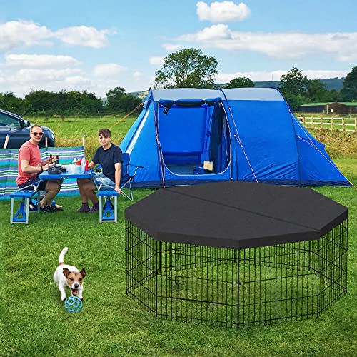 Artmalle 24-Inch Dog Playpen with Bottom Pad, 8-Panel Rustproof Fence | 24-inch rustproof 8-panel dog playpen with bottom pad helps protect floors and folds flat for indoor or outdoor use. - style: 24'' x 24'' with Bottom cover