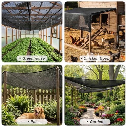 SUNNY GUARD Sun Shade Cloth, 6 x 12 FT Black HDPE Mesh | 35-45% Breathable shade cover creates a cooler space for plants, vegetables, greenhouses, patios, chicken coops, and kennels - color: 40 SHADE-BLACK, size: 6 FT x 12 FT