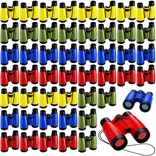 Jiuguva 50 Pack Binoculars Small Compact Binoculars with Neck Strap Camping Party Favors Nature Exploration Toys for Bird Watching, Hiking, Camping, Travel, Learning(Multicolor) - color: Multicolor