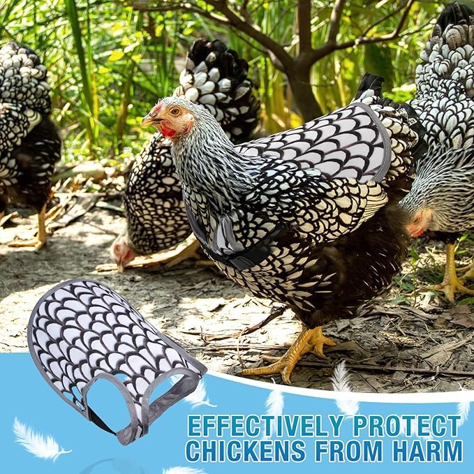 Chicken Saddle for Hens - Chicken Aprons for Hens With Adjustable Straps, Chicken Aprons & Vest Jacket for Hens - style: (Black, White, Yellow) Feather