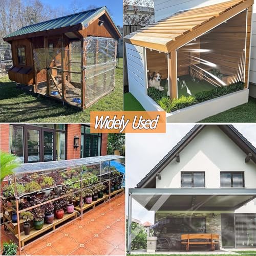 6.5 x 9.8 FT Thickened Chicken Coop Cover for Winter, Waterproof & Anti-Tear Chicken Coop Insulation with Rope, Chicken Run Sidewalls, Windproof Clear Chicken Coop Tarp for Chicken Run
