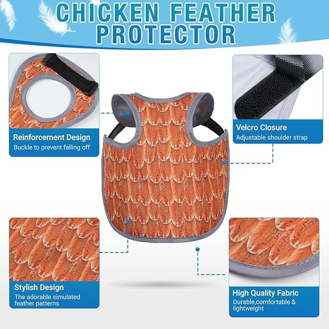 Chicken Saddle for Hens - Chicken Aprons for Hens With Adjustable Straps, Chicken Aprons & Vest Jacket for Hens - style: (Black, White, Yellow) Feather