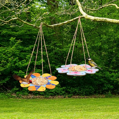 CroBlissful 12 Pack Bird Feeder Craft Kits for Kids DIY Your Own Bird Feeders with Paint and Paintbrushes Wooden Arts and Crafts for Kid Ornaments to Paint Feeders Craft for Garden (Petal Shaped) - style: Petal Shaped
