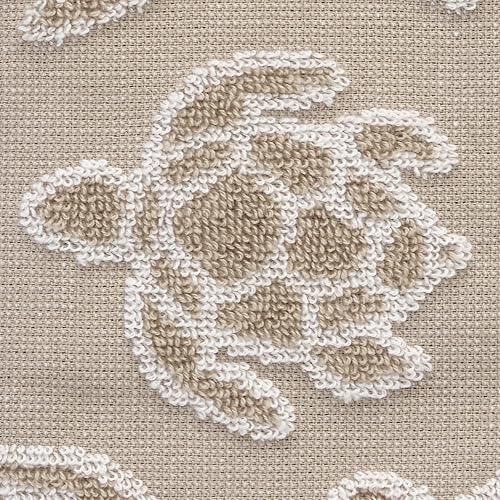SKL Home Turtle Sculpted 100% Cotton Jacquard 2pc Hand Towel Set, Coastal, Reversible & Decorative for Bath/Kitchen/Bar/Beach House & Gift, Taupe - color: Turtle Sculpted, style: Hand Towel Set