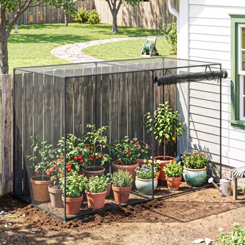 Outsunny 6' x 3' x 5' Crop Cage, Plant Protection Tent, Black | Zippered Doors, for Vegetable Garden Backyard Outdoor Use