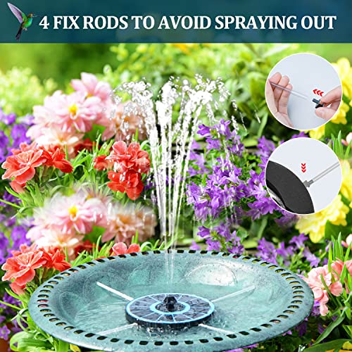 Solar Fountain New, 3.5W Solar Bird Bath Fountains with Glass Panel, 2200 Battery, Hummingbird Water Features with Color LED Lights, 8 Spray Modes & 4 Fixed Pipes for Garden, Pool, Pond - color: Blue