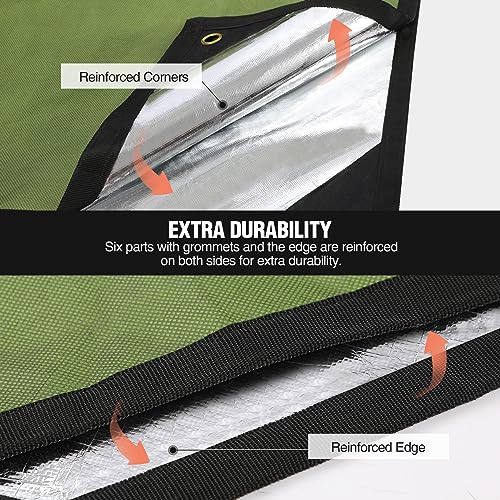 Heavy Duty Survival Blanket, Waterproof Emergency Thermal Tarp, Multipurpose Reflective Insulated All Weather Blankets for Camping Hiking, Green,11.8 x 8.5 ft - color: Green 142''x102''