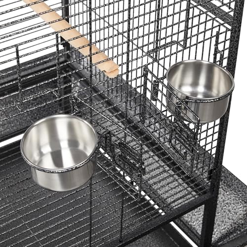 Yaheetech 69" Large Bird Cage, Rolling Parrot Cage for Parakeets Cockatiels | Play Top with Ladder & Feeders, Slide-Out Tray, Rolling Stand, Wrought Iron Cage for Small Medium Birds, Indoor Outdoor