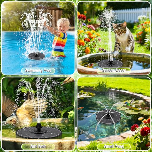 SZMP Solar Fountain with 3 Spray Height, 3.5W Glass Solar Bird Bath Fountain with 4 Adjustable Fixed Rods, and 7 Nozzles, Outdoor Solar Water Fountain Pump for Bird Bath, Garden, Pool, Pond - color: Black