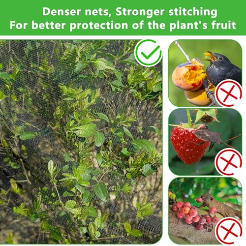 5.3 x 5.3 Ft Black Large Fruit Tree Netting with Zipper and Drawstring, Breathable Mesh Garden Bird Netting Plant Cover, Insect Bird Barrier Net Mesh for Protect Fruits Plants from Squirrel Bugs - color: 1 Pc, size: 5.3 x 5.3 Ft
