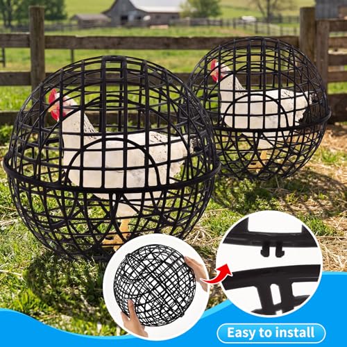 AceOrbit 3 Pack Rolling Chicken Ball Cage, 2026 Mobile Mesh Poultry Coop Ball for Free Range, Safety Globe Hutch for Chicks, Ducklings & Small Pets Outdoor Exercise and Roaming(11.02 Inch,Black) - color: Black, size: 11.02 Inch