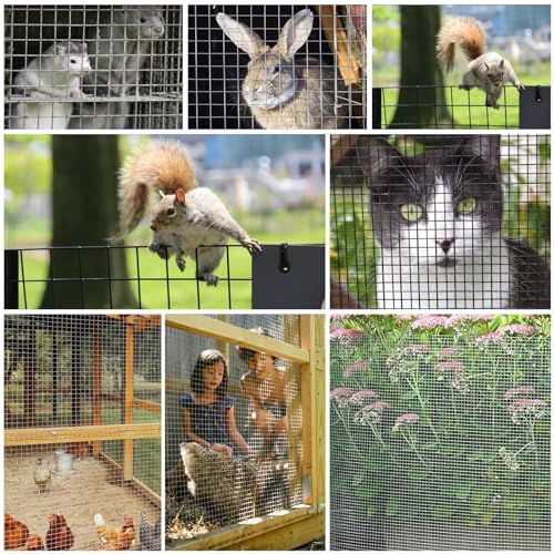 Black Hardware Cloth 20'' x 10' PVC Steel Vinyl Coated 1/2 inch Galvanized Wire Mesh Roll (19 GA) Chicken Wire Fence Roll, for coop Fences,Screen mesh, Rabbit/Snake Fences, Poultry enclosures, etc. - color: 19(GA)-1/2inch, size: 20In x 10Ft