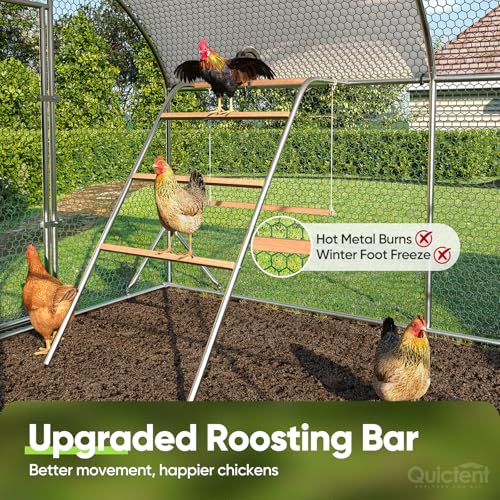 Quictent Essential Series 18x9ft Metal Chicken Coop Run w/Climbing Ladder | Walk-in Outdoor Poultry Cage with PVC Coated Chicken Wire, Hen Duck Rabbit Farm House, Waterproof Anti-UV Cover - size: 18x9ft