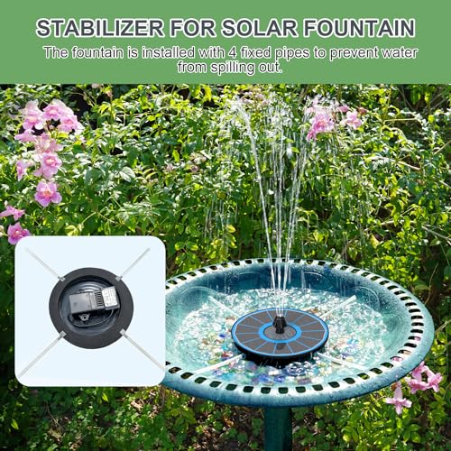 Yzert Solar Fountain for Bird Bath Direct Sunlight High Efficiency 3.5W Glass Panel Solar Water Fountain Outdoor Garden Flower (Blue) - color: Blue