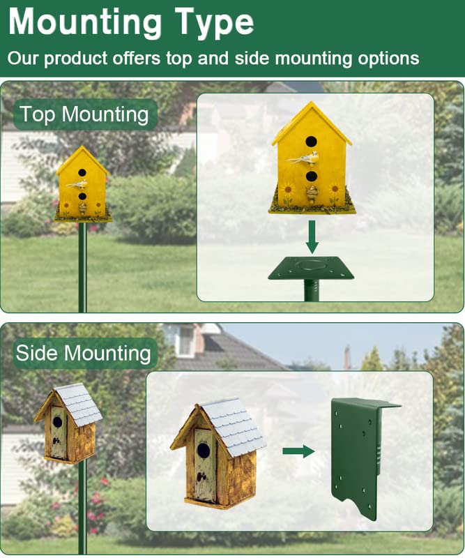 90Inch Heavy Duty Bird House Pole Mount Kit with Frosted, Bird Feeder Pole Kit with 5 Prongs Base and 2 Plates, for Outdoor, Yard, Garden, Green(Birdhouse Not Include) - color: green