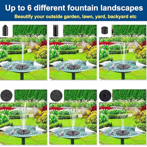 Bird Bath with Solar Fountain, 20in Green Bowl for Outside Garden Yard Lawn | 100% Solar Auto-start Pump, 6 Spray Nozzles, Rustproof Plastic, Holds 1.58gal Water, Attracts Birds & Butterflies, 28in Tall - color: Green Bird Bath