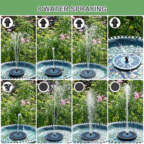 Yzert Solar Fountain for Bird Bath Direct Sunlight High Efficiency 3.5W Glass Panel Solar Water Fountain Outdoor Garden Flower (Blue) - color: Blue