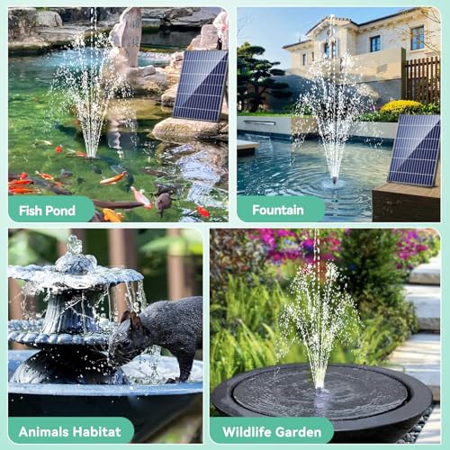 Antfraer 12W Solar Fountain Pump, Solar Water Pump 160GPH Flow Adjustable, Solar Powered Water Pump with 16.5Ft Cord Length for Small Pond, Fish Pond Bird Bath Garden Waterfall Hydroponics - size: 12W