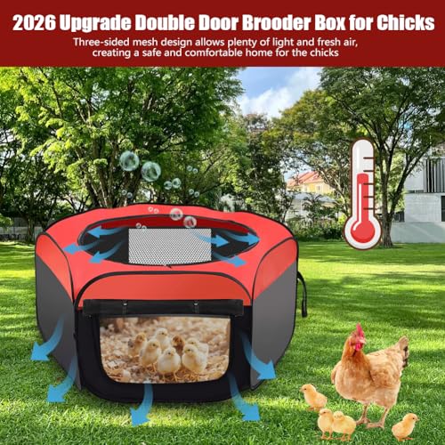 Chicken Brooder Box for Chick Starter Kit，Double Door Chick Brooder Pen/Chicken Playpen/Brooder Box for Chicks Chicken Nesting Box Supplies Up to 15 Baby Chicks,Duck,Quail
