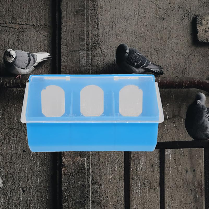 Outanaya 2-Pack Pigeon Feeder and Waterer for Cage 3-Hole Hanging Bird Feeding Box with Lid Grit Holder and Food Container for Pigeons 9.84 X 5.51 X 3.54 in