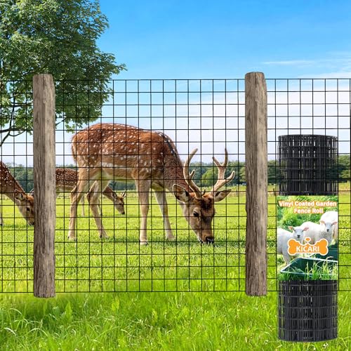 PVC Coated Welded Wire Fencing,2"x2" 14GA Coated (16GA Bare),24inch H x 100ft L Garden Wire Fence Roll,2/3/4/5/6ft Tall x 100 ft Long Vinyl Coating Metal Wire Mesh for Yard,Farm,Dog,Vegetable - color: Black, size: 14GA 2x2 24"x100'