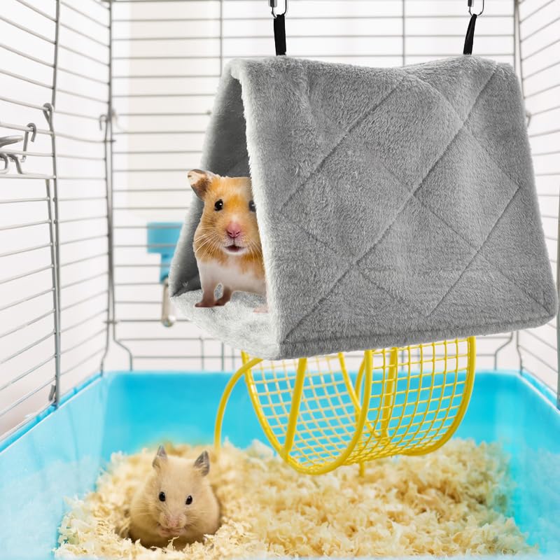 Bird Nest Snuggle Hut Soft Plush Hammock Hanging Cage Tent for Birds Parrot Winter Warm Bed Pet Toy for Hamster Parrot Macaw Budgies Eclectus Parakeet Cockatiels Cockatoo Lovebird (M, Grey) - color: Grey
