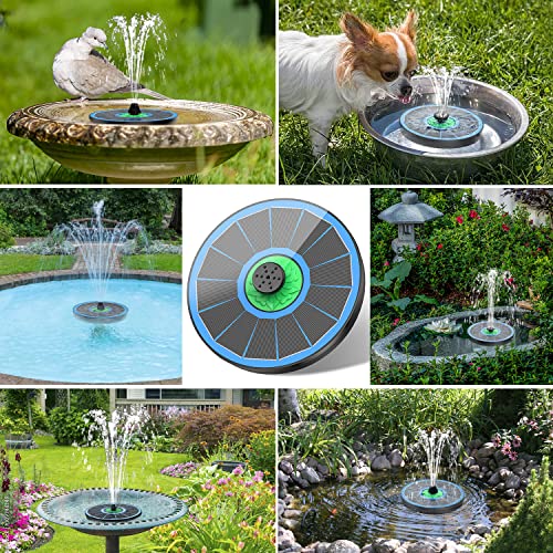 Yzert Solar Fountain Full Glass Panel No Battery, 3.5W Solar Bird Bath Fountains with 4 Fixed Rods & 7 Nozzles, Solar Fountain Pump for Bird Bath, Garden, Pond, Pool, Patio,Hummingbird - color: Green Flower Blue Panel