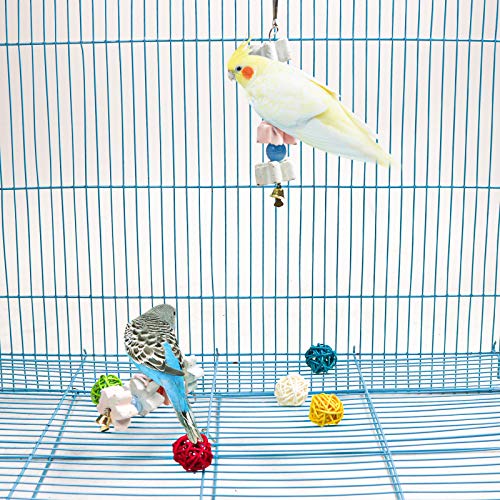 3Packs Parrot Chewing Toy Beak Trimmer Calcium Stone with BellParrot for Cockatiel Conure African Grey Amazon Parrots Parakeet Cockatiel Bird (Style-2)