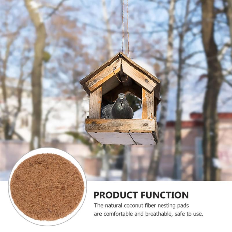 Cabilock 18pcs Natural Coconut Fiber Nesting Pads for Birds, Pigeon Parrot Breeding Mats, Reusable Coir Eggs Mats for Cage Lining for Bird Breeding Nests