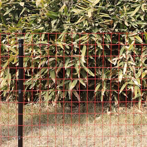 Red PVC Coated Welded Wire Fence 24" x 50' Roll, 2"x3" Mesh, 16 Gauge | Vinyl Coated Garden Fencing, Yard & Pet Barrier, Chicken Wire Fencing, Dog Enclosure Mesh, Vegetable Plant Protector - color: Red, size: 2''x3'' 16GA 24''x50'
