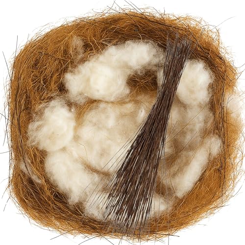 Natural Bird Nesting Material 2.1 oz – Coconut Fiber, Kapok Cotton & Palmyra Fiber Blend for Wild Birds, Finches, Canaries, Parrots, Hamsters & Small Pets, Nesting Bedding