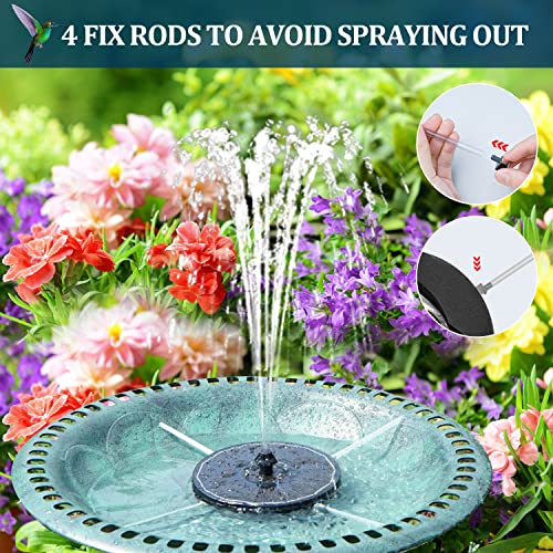 Solar Fountain New, 3.5W Solar Bird Bath Fountains with Glass Panel, 2200 Battery, Hummingbird Water Features with Color LED Lights, 8 Spray Modes & 4 Fixed Pipes for Garden, Pool, Pond - color: Black