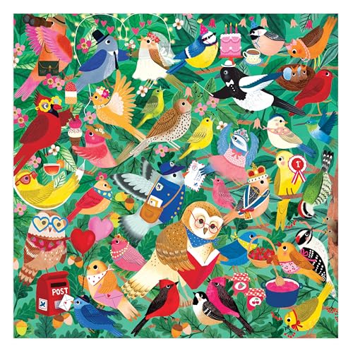 Mudpuppy - Birding Around 500 Piece Jigsaw Puzzle | Illustrated by Rebecca Jones, Colorful, For Adults, Family, and Kids, Recycled Paper, No Dust, Finished Size 20" x 20" - color: Birding Around