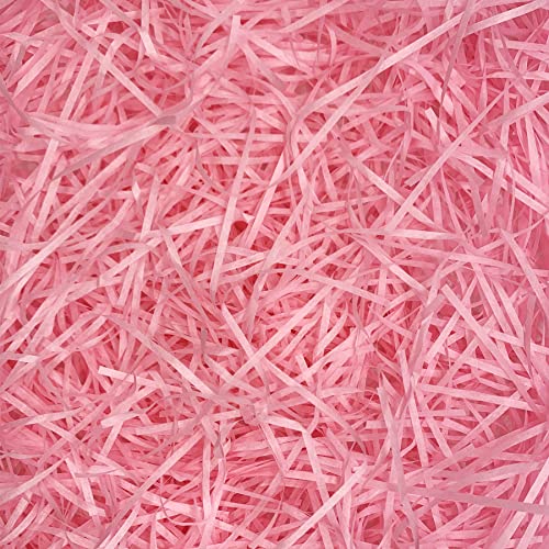 PEVOGON Pink Easter Grass Filler Paper Shreds for Easter Basket Gift Packaging Filling Egg Stuffer Party Supplies Decoration, 200G - color: Pink