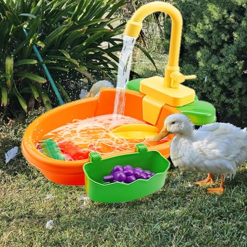 Parrot Bath Shower, Bird Bath for Cage, Automatic Bird Bathtub Pet Bath Pool with Faucet, Bird Fountain Swimming Pool Toy Bath Shower Water Dispenser for Ferret, Love Bird, Goldfinch (Orange) - color: Orange