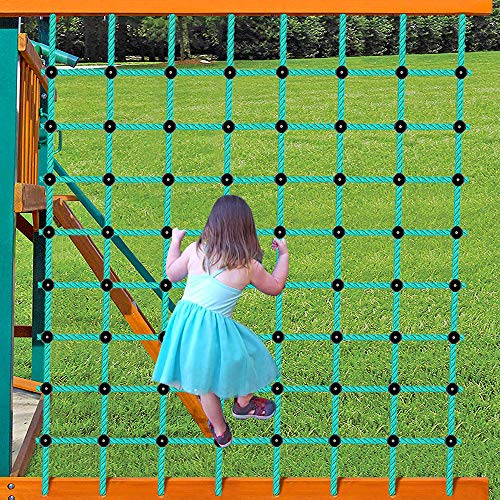 Climbing Cargo Net 70" x 150" Climbing Net Outdoor Military Cargo Net for Climbing for Playground Treehouse, Swing Set, Backyard Climbing Frame, Playset- Green - color: Green - 70" x 150"