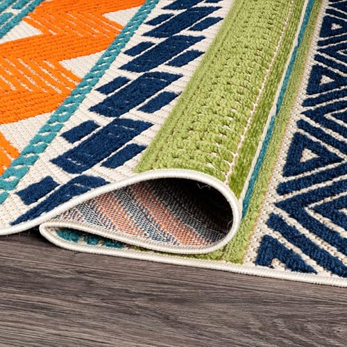 Rugshop Marbella Indoor/Outdoor Contemporary Boho Runner Rug Multi 2' x 7' | Non-Shedding, Runner, Size 2' x 7', Patio, Deck, Porch, Balcony, Backyard, Garden, Poolside, Sunroom, Outdoor Living - color: Multi Color, size: 2' x 7' (Rectangular)
